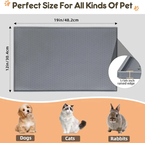 Miniatura 2 de Tapete de comida para perros y gatos para alimentos y agua, tapete de silicona para alimentación de mascotas, tapete para platos de agua para pisos
