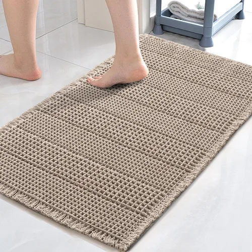 Miniatura 25 de H.VERSAILTEX Alfombra de baño de goma eva súper absorbente, alfombras de baño antideslizantes para piso de baño, alfombras de baño lavables a Crema