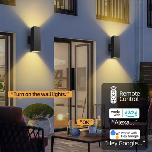 Miniatura 5 de Paquete de 2 luces de pared para exteriores, accesorios de iluminación exterior de aluminio del atardecer al amanecer, iluminación al aire libre