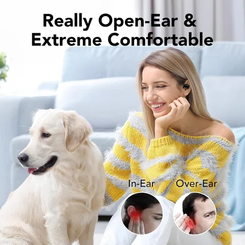 Miniatura 2 de Auriculares Bluetooth 5.3 de oreja abierta, auriculares inalámbricos deportivos sobre auriculares integrados 4 micrófonos con ganchos