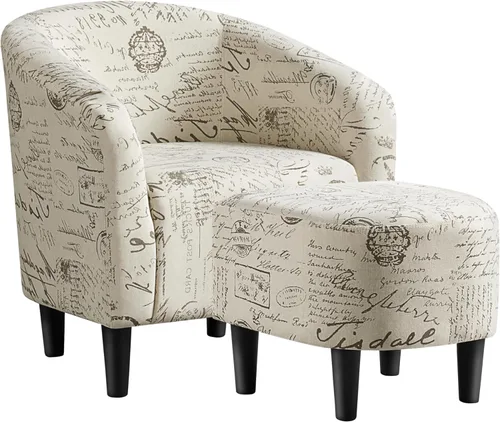 Miniatura 22 de Yaheetech Silla de Sala de Estar, Silla de Acento de Terciopelo, Silla Barril Tapizada, Silla de Asiento con Reposabrazos y Respaldo Bajo para Sala