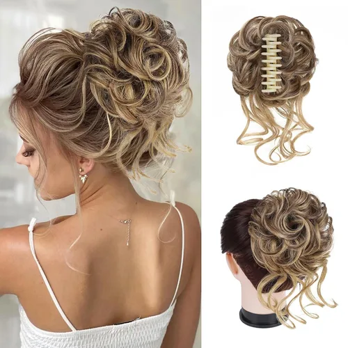 Extensiones de moño grandes y desordenadas para mujer, onduladas, rizadas, extensiones de moño falso, extensiones de cola de caballo para recoger,
