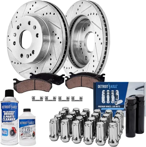 Miniatura 43 de Detroit Axle - Rotores de freno para Ford 2013-2019 Explorer Taurus Flex Lincoln MKT MKS, rotores de freno de disco ranurados perforados de repuesto
