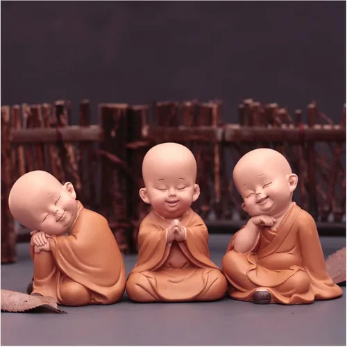 Miniatura 22 de Estatuilla de monje para decoración del hogar, estatua de Buda, figura de monje zen, lindo adorno de resina, mobiliario decorativo, arte chino