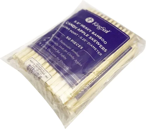 Miniatura 3 de KingSeal - 100 pinchos de madera de bambú natural de manzana, palitos de 5.5 pulgadas x 0.256 in de diámetro, punto romo para seguridad, paquete al