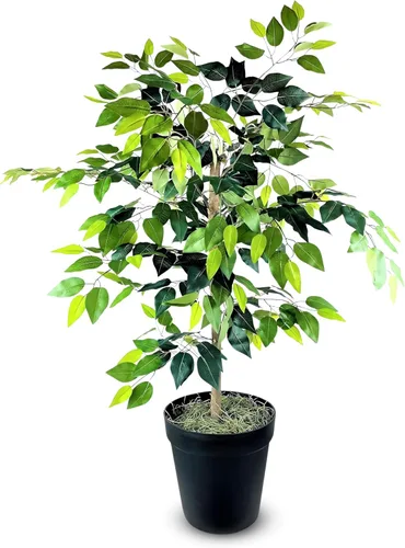 Miniatura 15 de LCG Florals - Árbol artificial de ficus de 4 pies en maceta de metal de cobre, planta de interior sintética con tronco de madera real, totalmente