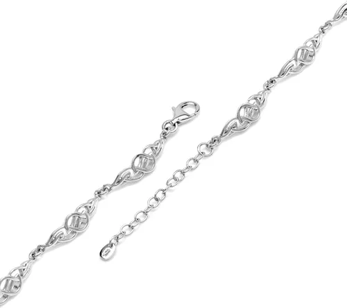 Miniatura 3 de Silvershake Pulsera de plata de ley 925 chapada en oro blanco o amarillo con nudo celta de filigrana de 6.5 a 9 pulgadas ajustable para mujer