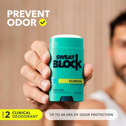 Miniatura 5 de SweatBlock Sistema antitranspirante y desodorante de máxima resistencia clínica para hombres y mujeres, ayuda para la hiperhidrosis