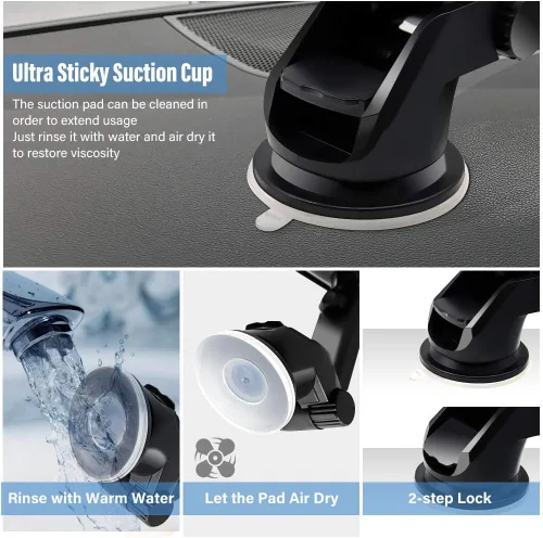 Miniatura 4 de SONKIR Soporte de teléfono para automóvil, tablero de instrumentos y parabrisas, soporte para teléfono celular con diseño de un solo toque, rotación