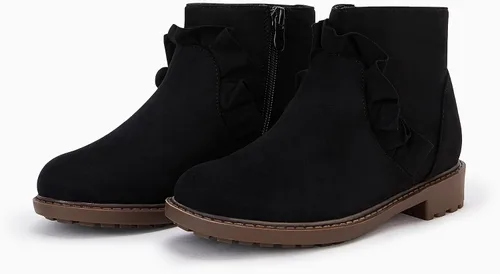 Miniatura 6 de Coutgo Botas de tobillo con volantes y cremallera lateral, tacón bajo grueso, sin cordones, botines Chelsea casuales