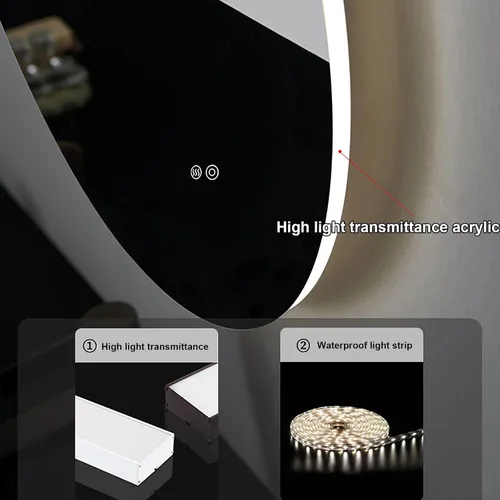 Miniatura 3 de Espejo retroiluminado LED para baño con luces, espejo de baño grande montado en la pared, espejo de baño acrílico iluminado CRI90+ IP54, espejo