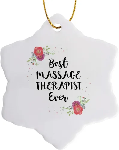 3dRose Adorno de copo de nieve - Floral Best Massage Therapist Ever Watercolor Pink Flower Masajista - 3 pulgadas (ORN_315966_1)