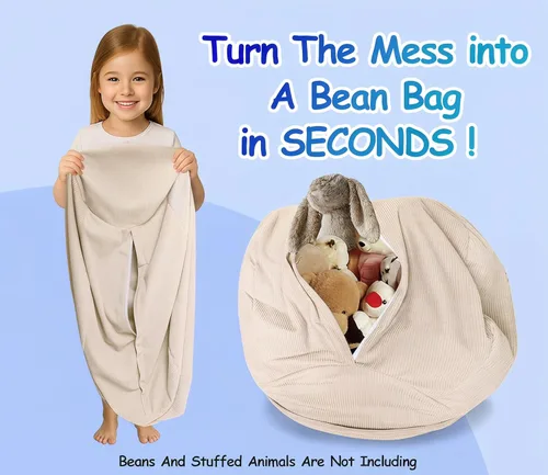 Miniatura 3 de Stuffed Animal Bean Bag Storage Chair Cover (No Filler) Soft Washable Stuffable Removable Premium Organizing Plush Toys Comfortable Organizer Keep