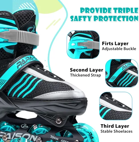 Miniatura 3 de PAPAISON Patines en línea ajustables para niños, patines para niños de 4 a 16 años, patines en línea para niñas de 5 a 8 años y de 8 a 12 años
