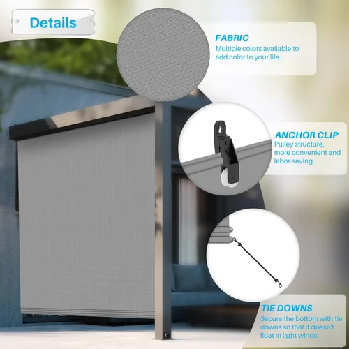 Miniatura 2 de Patio Paradise - Persianas enrollables para exteriores de 6 pies de ancho x 7 pies de alto, persiana de exterior para porche, terraza, balcón, Gris