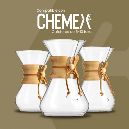 Miniatura 3 de Chemex juego de 200 filtros para café, oxigenados, limpios, pre plegados, cuadrados