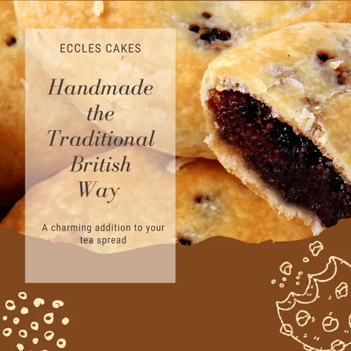 Miniatura 6 de Real Lancashire Eccles Cake - Bocadillos británicos hechos con mantequilla pura y grosellas secas, pastel afrutado tradicional y delicioso