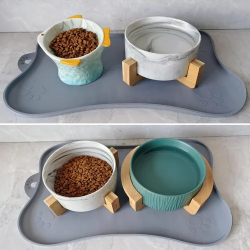 Miniatura 4 de Tapete de silicona para comida para gatos, tapete impermeable para alimentación de mascotas para cuenco de agua y alimentos, bonito tapete de goma