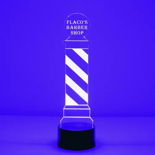 Miniatura 25 de Poste de Barbería Personalizado y Herramientas Letrero LED Lámpara de Luz Nocturna con Control Remoto, Pantalla Iluminada con Nombre o Imagen Barber