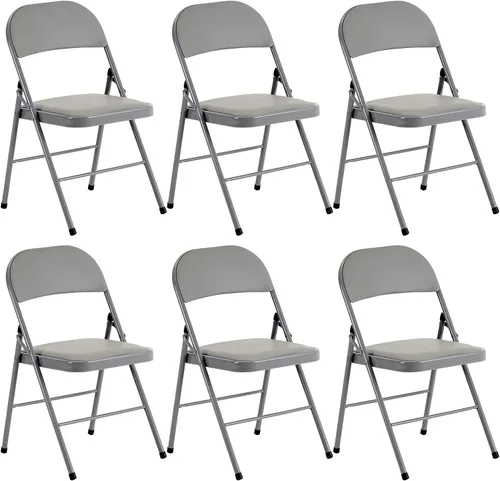 Miniatura 33 de Paquete de 4 sillas plegables negras con cojín acolchado y respaldo para interiores y exteriores, silla plegable comercial apilable portátil