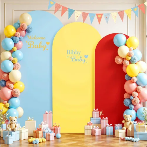 Miniatura 4 de Juego de 3 fundas elásticas para arco de arco iris de 6, 5, 4 pies, para arco de boda, juego de 3 fundas de elastano ajustadas, de tela azul