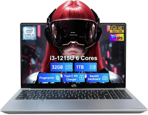 Miniatura 12 de NIMO 15.6'' IPS FHD Laptop, 16GB RAM 1TB SSD Intel i3-1215U (Beat R5-7520U, 6 Cores Up to 4.4GHz) Student Computer with 65W Fast PD, 2 Years