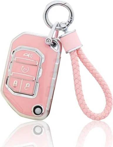 Miniatura 24 de YO&YOYE Funda para llavero Ford con llavero, funda de TPU suave rosa para F150 Explorer Mustang Edge Lincoln MKZ MKX MKC