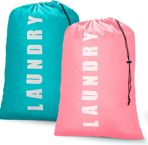 Miniatura 8 de Isink Bolsa de lavandería, paquete de 2 bolsas de lavandería de viaje para ropa sucia, bolsas de lavandería grandes para acampar y viajar, bolsa