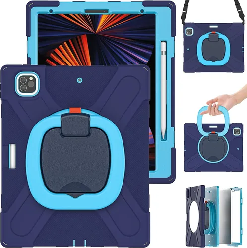 Miniatura 15 de Funda para iPad Air de 3ª generación – Funda resistente para niños con soporte giratorio, soporte para lápices y correa de transporte para iPad