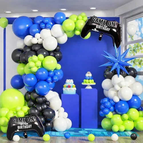 Miniatura 15 de Kit de arco de globos azul negro y blanco, kit de guirnalda de globos azul marino blanco negro con globos de látex plateado metálico globos de Azul