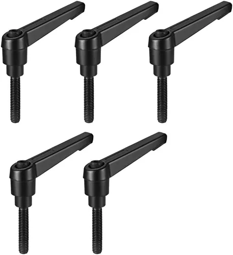 Miniatura 8 de uxcell 5 piezas de manija de palanca de sujeción ajustable M5 x 1.969 in de óxido negro métrico de acero al carbono macho roscado perillas de mano