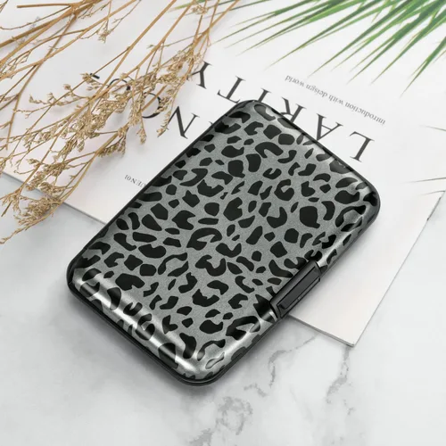 Miniatura 293 de ELFISH Mini cartera de aluminio RFID para tarjetas de crédito, funda de identificación de metal para hombres y mujeres, Happy Flower, Cartera Rfid