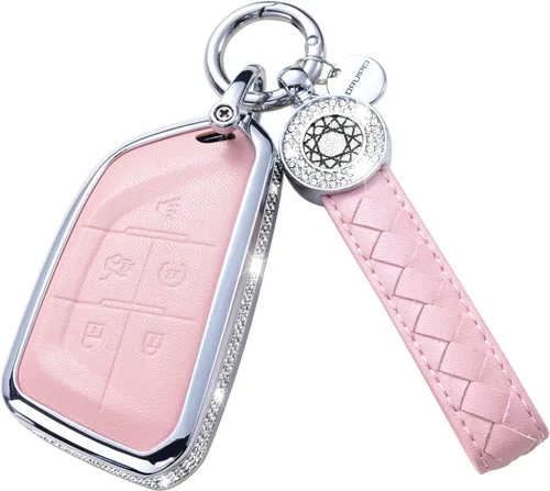 Miniatura 16 de Funda para Llave Honda con Llavero, Carcasa Protectora de Cuero Genuino Rosa con Cristales Compatible con Honda Accord Civic CRV Pilot Odyssey 2022