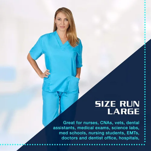 Miniatura 2 de M&M SCRUBS Conjunto de uniforme médico para mujer, camiseta y pantalones médicos, talla XXL, color azul agua, Azul agua