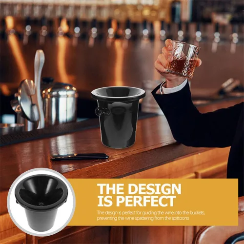 Miniatura 5 de Healifty Cata de vino Spittoon 2 piezas de cata de vino Spittoon Cubo de hielo negro con asas Cubos Spit Barriles de vino frío Barriles de vino Cubo