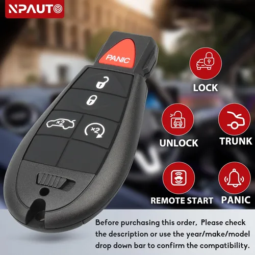 Miniatura 4 de NPAUTO Reemplazos de llave fob Fobik para Dodge Challenger 2008-2014, Durango, Charger, Chrysler 300, Jeep Grand Cherokee Truck, llave fob
