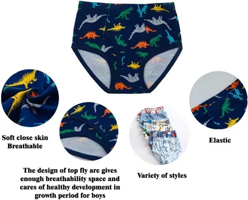 Miniatura 2 de Calzoncillos 100% algodón para niños pequeños, ropa interior suave de dinosaurio para niños pequeños