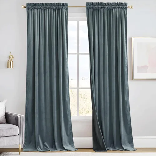 Miniatura 42 de RYB HOME Cortinas de terciopelo verde oliva de 72 pulgadas de largo, cortinas opacas con aislamiento térmico, tratamiento de ventana, decoración