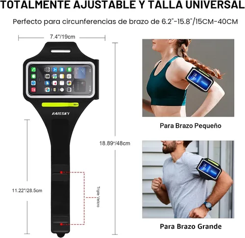 Miniatura 6 de Brazalete para teléfono celular con bolsillo con cremallera, soporte para iPhone 16 Pro Max/15/14 Pro Max/13/12/11 Pro Max/XS/XR, Galaxy S20 S10