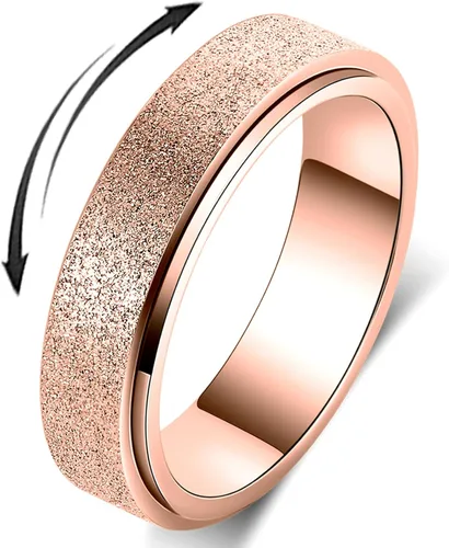 Anillo de ansiedad de acero inoxidable de titanio para mujeres y hombres, anillo giratorio, talla 6-12, ancho 6 mm, 5 colores: oro Oro Rosa