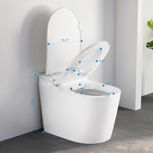 Miniatura 8 de Inodoro inteligente WinZo, inodoro sin tanque Dynamic Clean con secador, inodoro de una pieza de altura de comodidad ADA con bidé de agua caliente