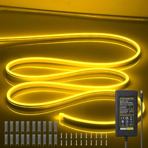 Miniatura 27 de Tiras de Luces LED de Neón Blancas de 12V - 16.4 Pies Flexibles Impermeables Cortables, Luces de Cuerda de Neón de Silicona Flexible para Cocina