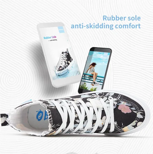 Miniatura 70 de Obtaom Zapatos de lona de alta calidad para mujer/hombre para jugar a media pantorrilla, zapatillas de deporte de moda casuales con cordones de alta
