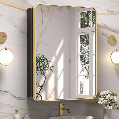Miniatura 31 de Keonjinn Gabinetes de medicina delgados negros de 15 x 36 pulgadas, botiquín lateral estrecho para baño con espejo, marco de acero inoxidable