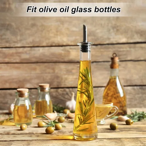 Miniatura 5 de uxcell Vertedores de botellas de acero inoxidable, 2 tapones para botellas de vino con diseño de corcho con boquilla de aceite de oliva, vertedores