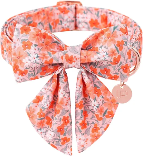Miniatura 31 de Collar para perro con pajarita, Collar de algodón con pajarita para cachorro, Collar para perro azul para niña o niño con hebilla de metal duradera
