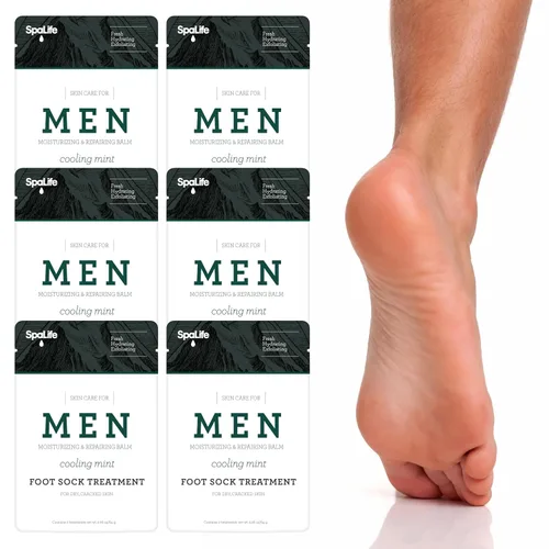 Miniatura 8 de Spa Life - Juego de calcetines hidratantes y bálsamo reparador de pies de menta refrescante para hombre, máscara hidratante revitalizante