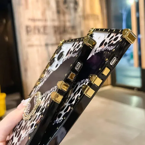 Miniatura 7 de Funda cuadrada de lujo compatible con iPhone 13 Pro Max de 6.7 pulgadas, funda de leopardo brillante, silicona suave y brillante a prueba de golpes