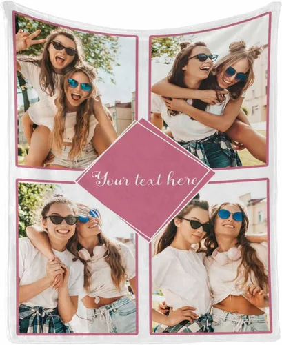 Miniatura 18 de InterestPrint Manta personalizada con texto y fotos, collage, regalo personalizado para cumpleaños, aniversario, boda, regalo personalizado