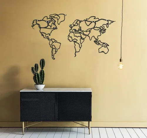 Miniatura 6 de Tubibu Decoración decorativa de pared de mapa del mundo de metal, decoración de oficina en casa, decoración de dormitorio y sala de estar